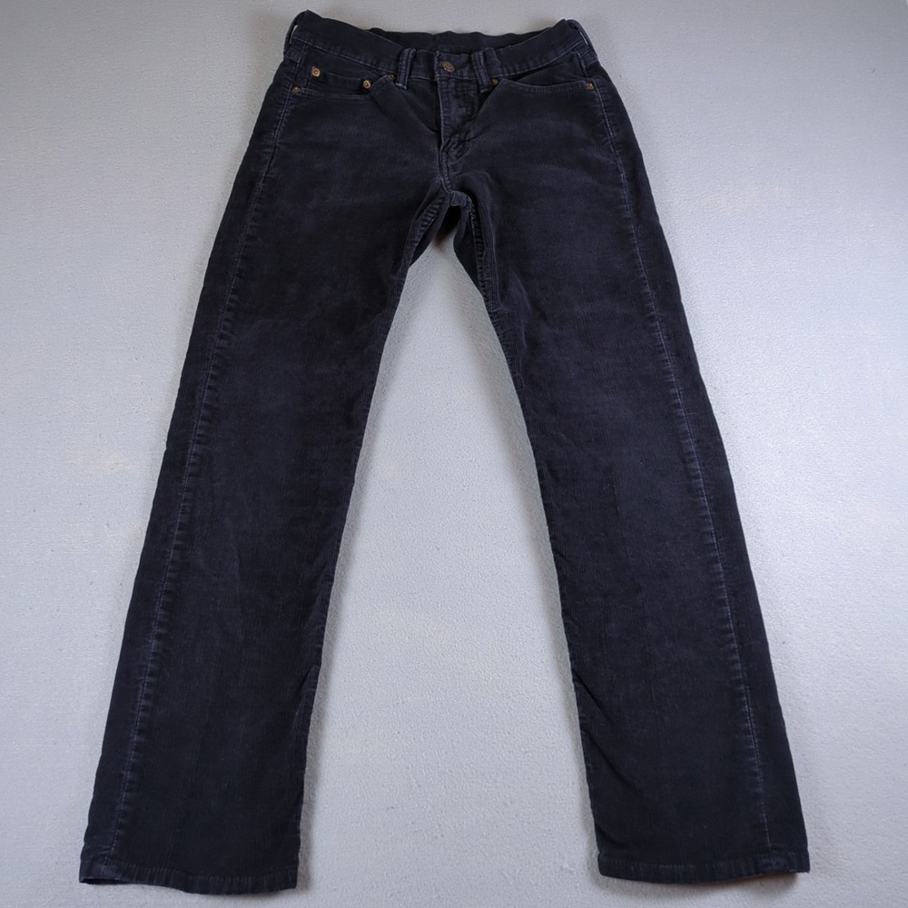 Levis 514 Corduroy Pants Mens 29x28 Blue Straight Fit Zip Fly Stretch White Tab